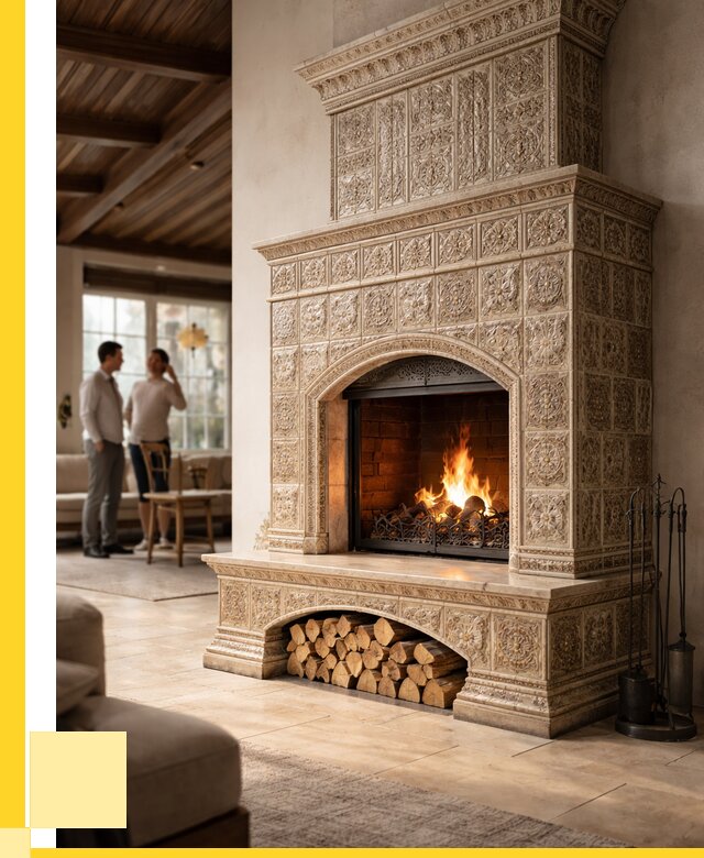 Купить изразцовый камин в Кинели от 254700 р. | ЭриданКнл