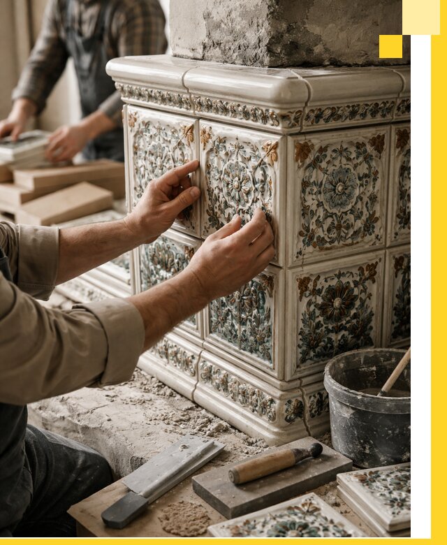 Изразцовые камины под ключ в Кинели: проект и монтаж