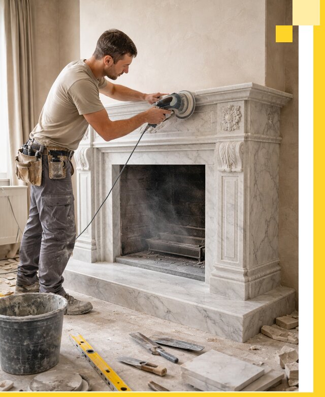 Изготовление и установка мраморных каминов в Кинели под ключ