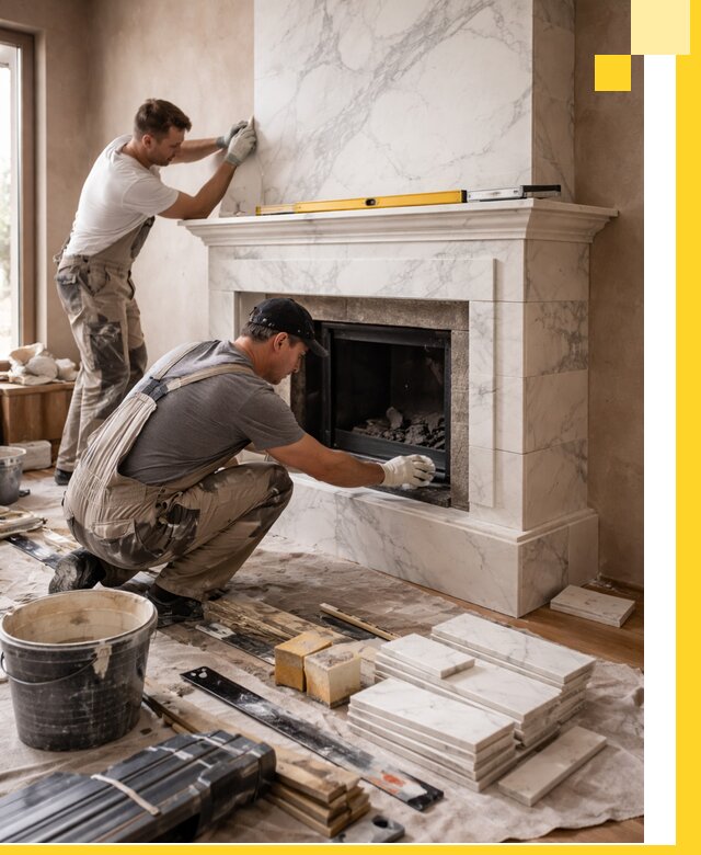 Отделка каминов в Кинели качественные облицовочные работы