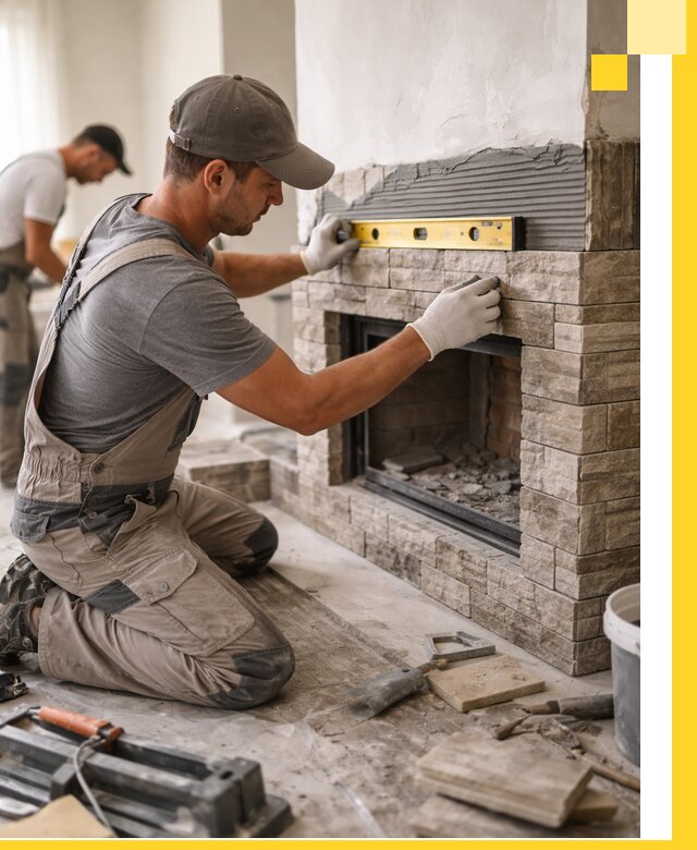 Облицовка каминов в Кинели, монтаж и отделка натуральным камнем