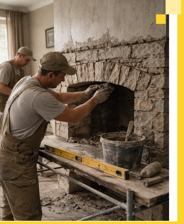 Изготовление каминов под ключ в Кинели, монтаж и отделка