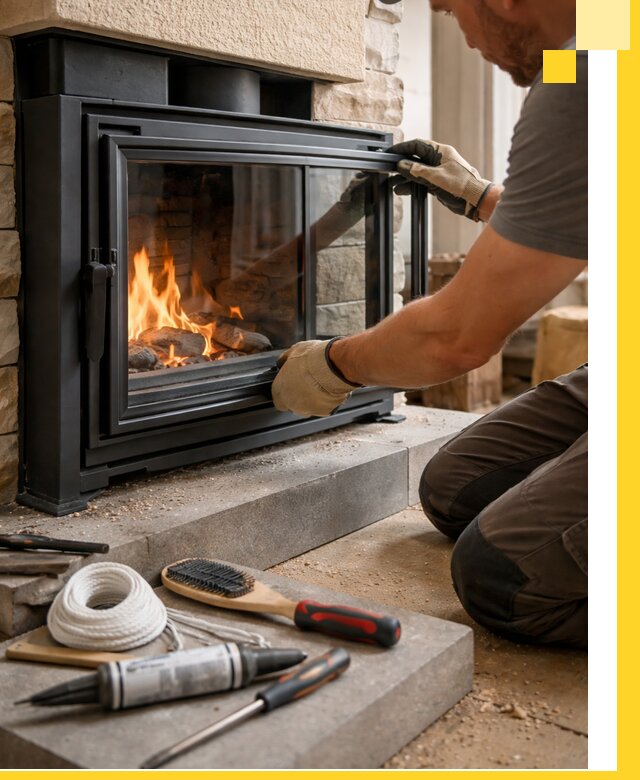 Производство, монтаж и доставка каминов со стеклом в Кинели