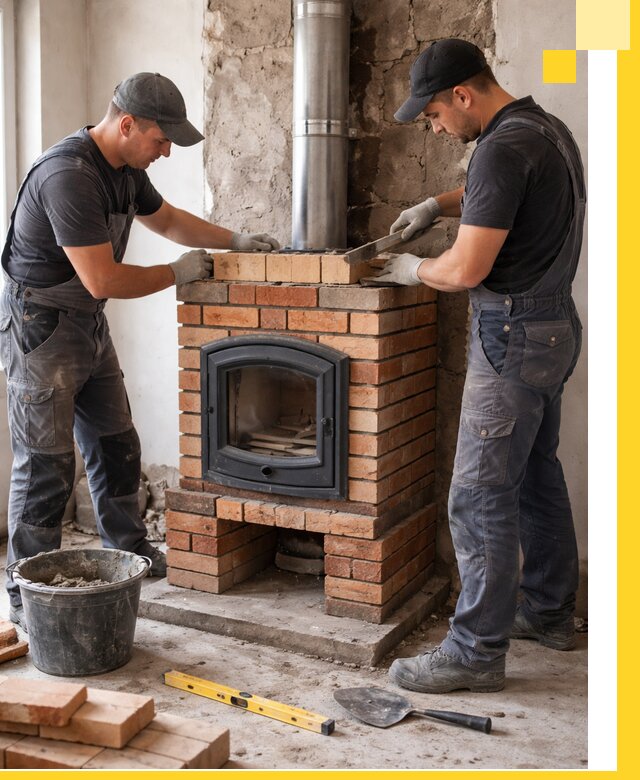 Монтаж печи камина под ключ в Кинели с гарантией и пусконаладкой