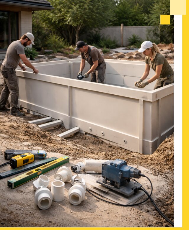 Установка полипропиленовых бассейнов под ключ в Кинели