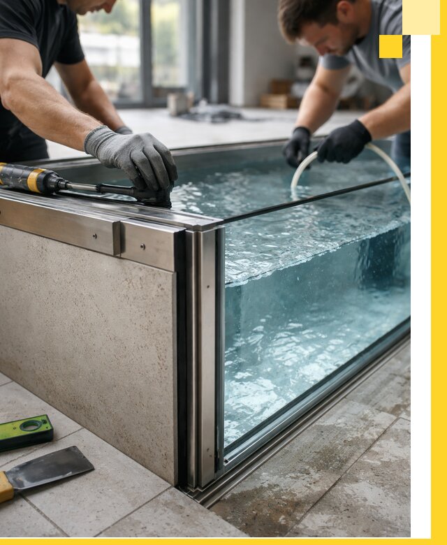 Проектирование и монтаж стеклянных бассейнов в Кинели