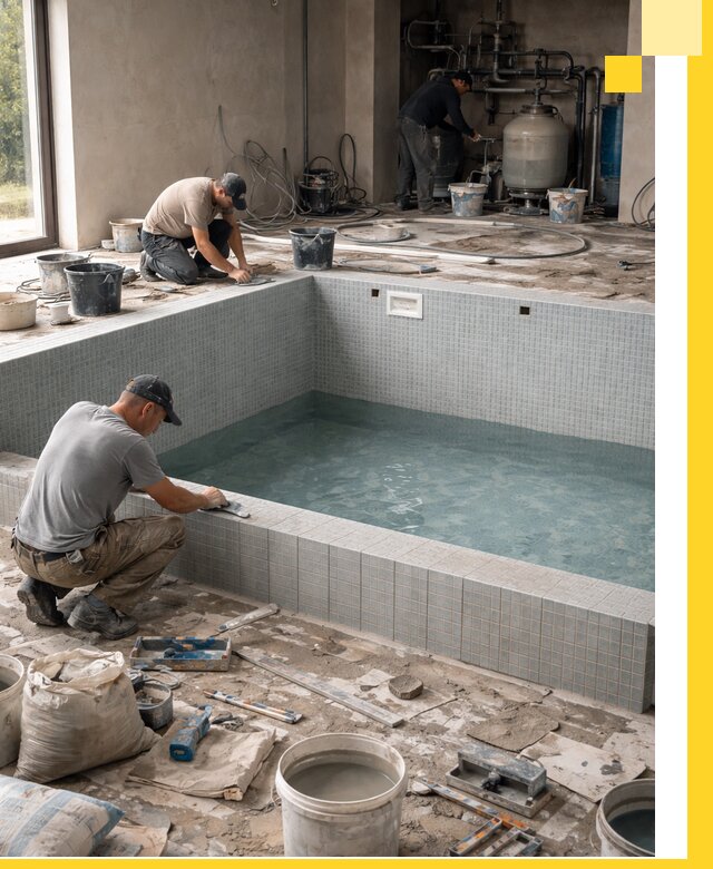 Строительство и монтаж бассейнов в помещении в Кинели