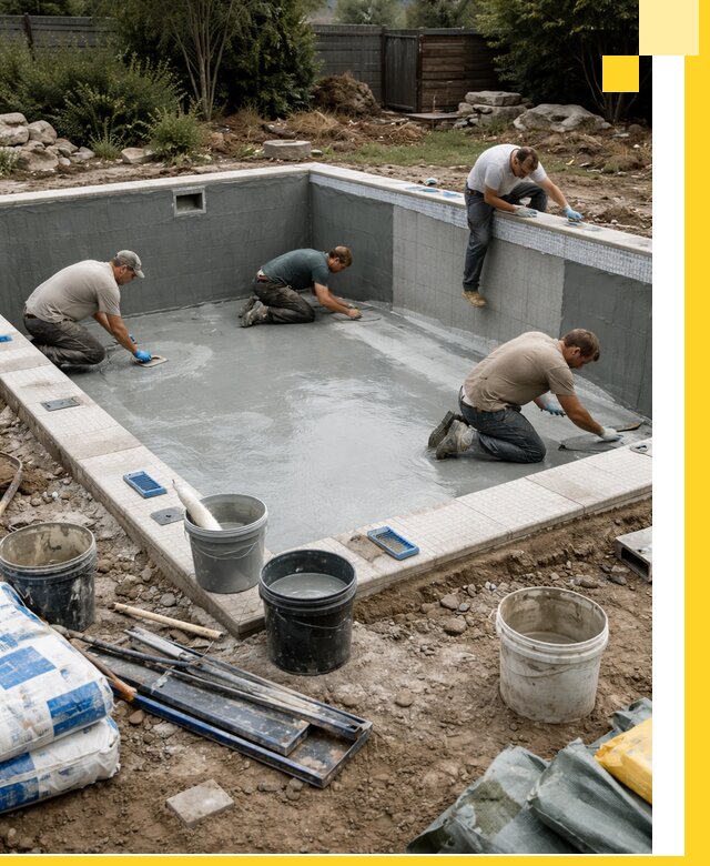 Изготовление и монтаж чаши бассейна под ключ в Кинели