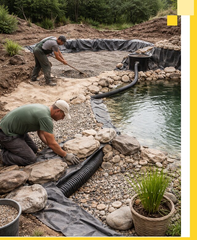 Строительство природных бассейнов и озер в Кинели под ключ