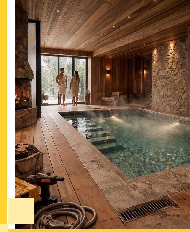 Проекты бань с бассейном под ключ в Кинели от 76410 р., ЭриданКнл