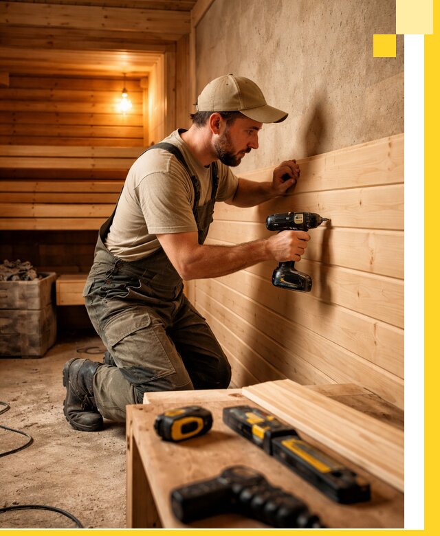 Профессиональная внутренняя отделка бани в Кинели под ключ