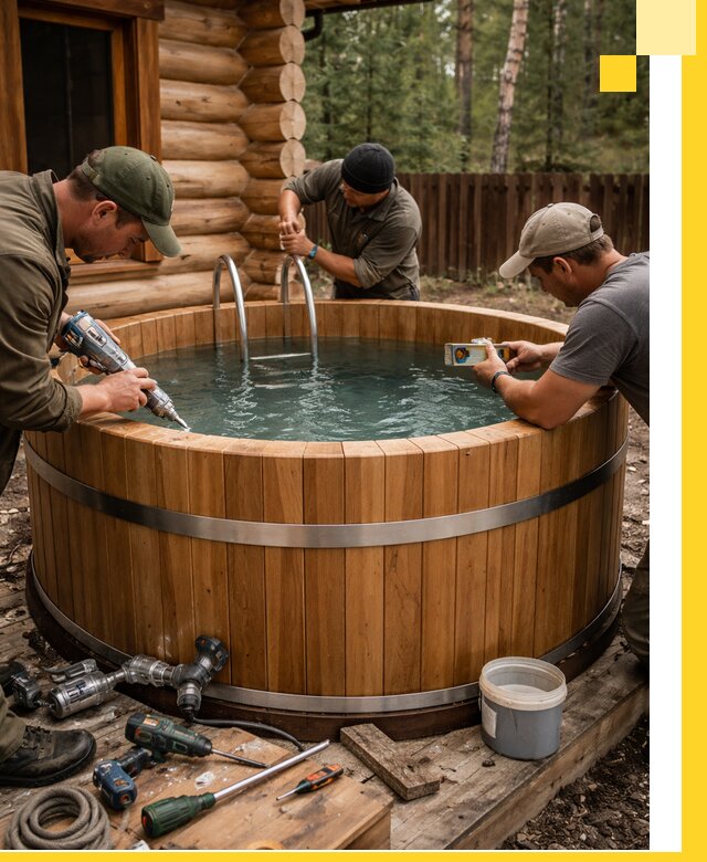 Строительство бань с купелью под ключ и отделкой в Кинели