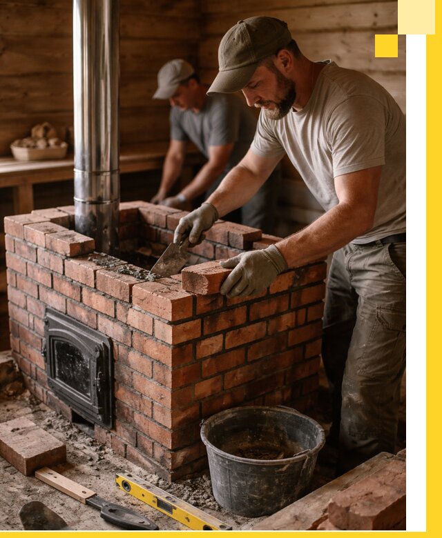 Кирпичные печи для бани под ключ в Кинели, проект и монтаж