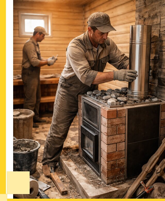 Монтаж печи в бане под ключ в Кинели от 20376 р. | ЭриданКнл