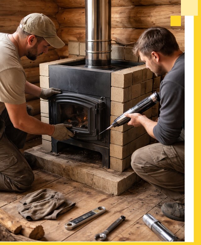 Монтаж и установка печи в бане под ключ с гарантией в Кинели