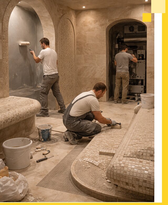 Строительство бани с хамамом и бассейном под ключ в Кинели