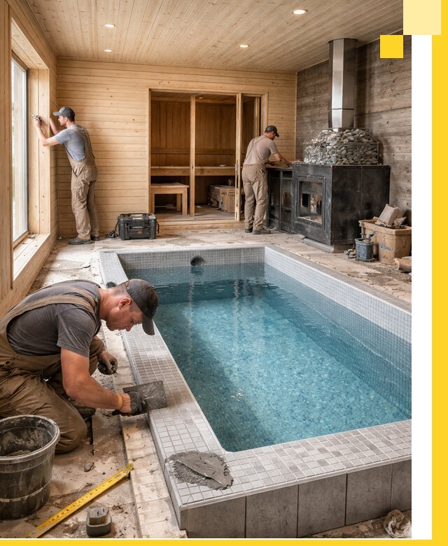 Проект бани с бассейном и сауной в Кинели под ключ