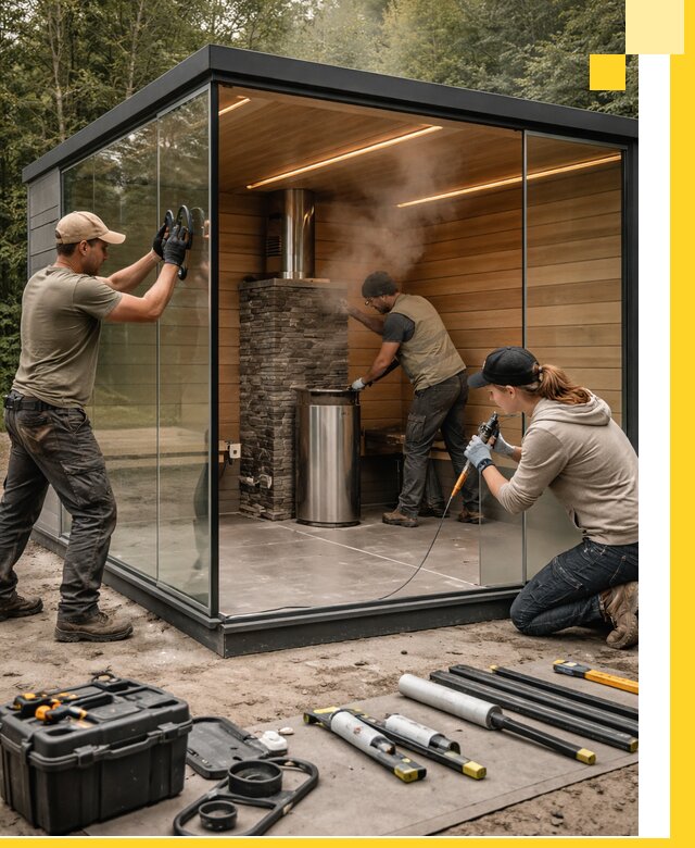 Проектирование и строительство стеклянных бань в Кинели