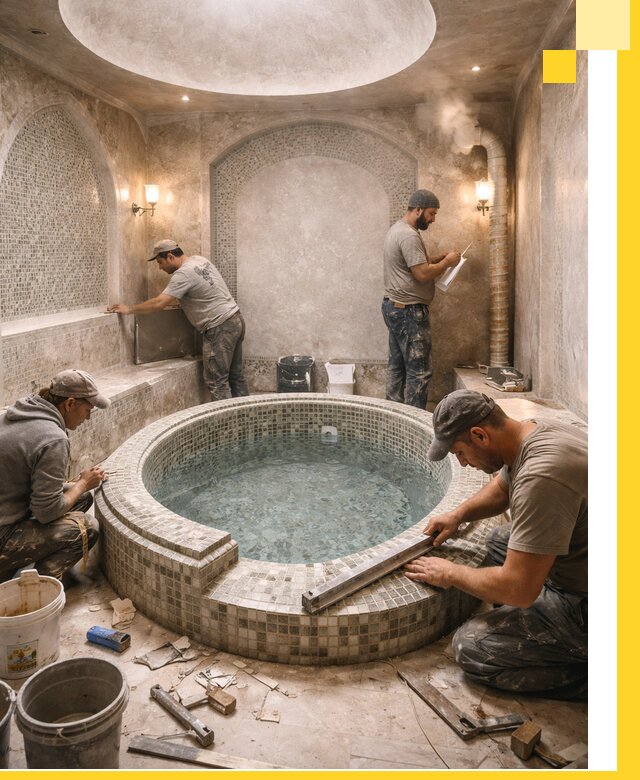 Профессиональное строительство хамама с бассейном в Кинели под ключ