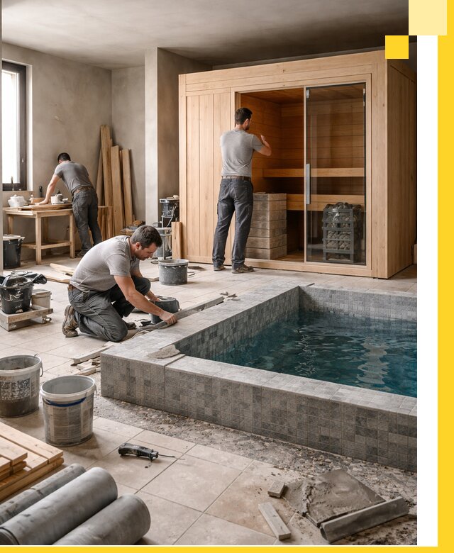 SPA зоны под ключ с бассейном сауной и печью в Кинели